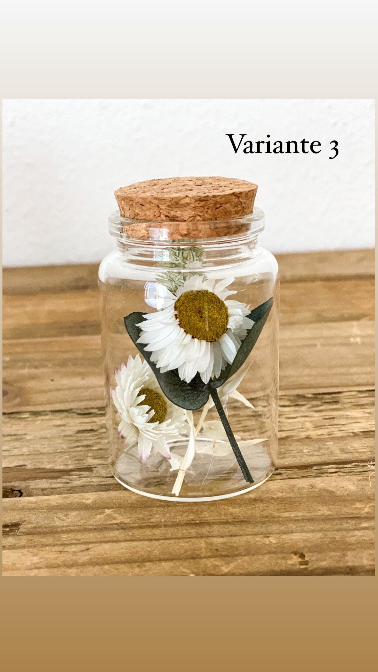 Trockenblumen - Sträußchen im Glas dry flowers in verschiedenen Farben, Trockenblumenstrauß im Glas