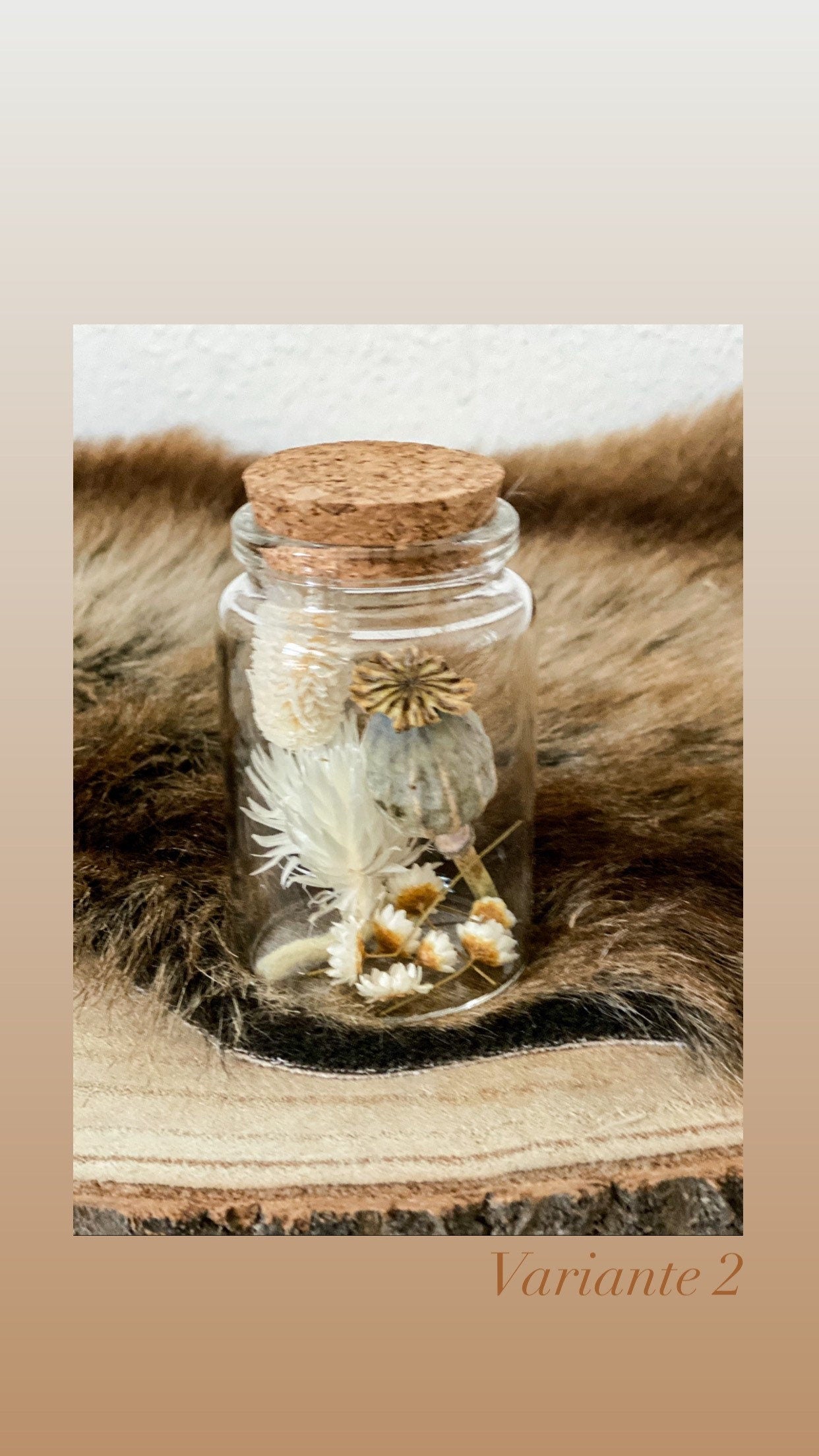 Trockenblumen - Sträußchen im Glas dry flowers in verschiedenen Farben, Trockenblumenstrauß