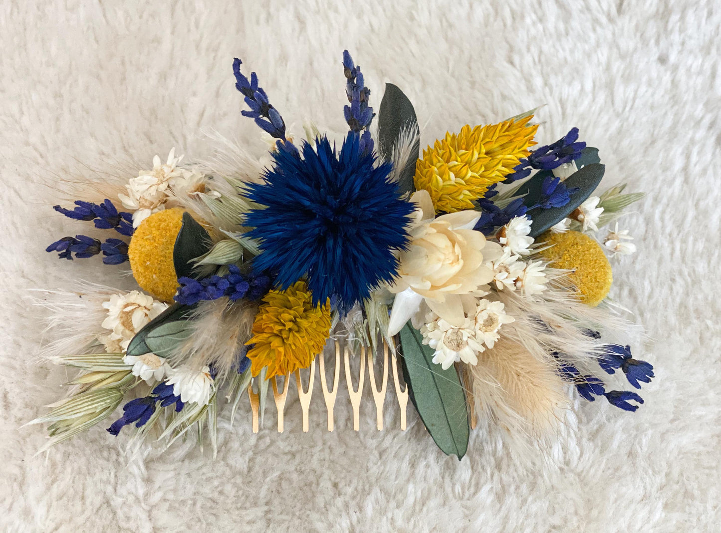 DIY Trockenblumen DIY-Set „Distel“, DIY-Trockenblumenstrauß, Trockenblumenkranz mit blauer Distel, Oliven-Zweigen, Strohblumen, Phalaris