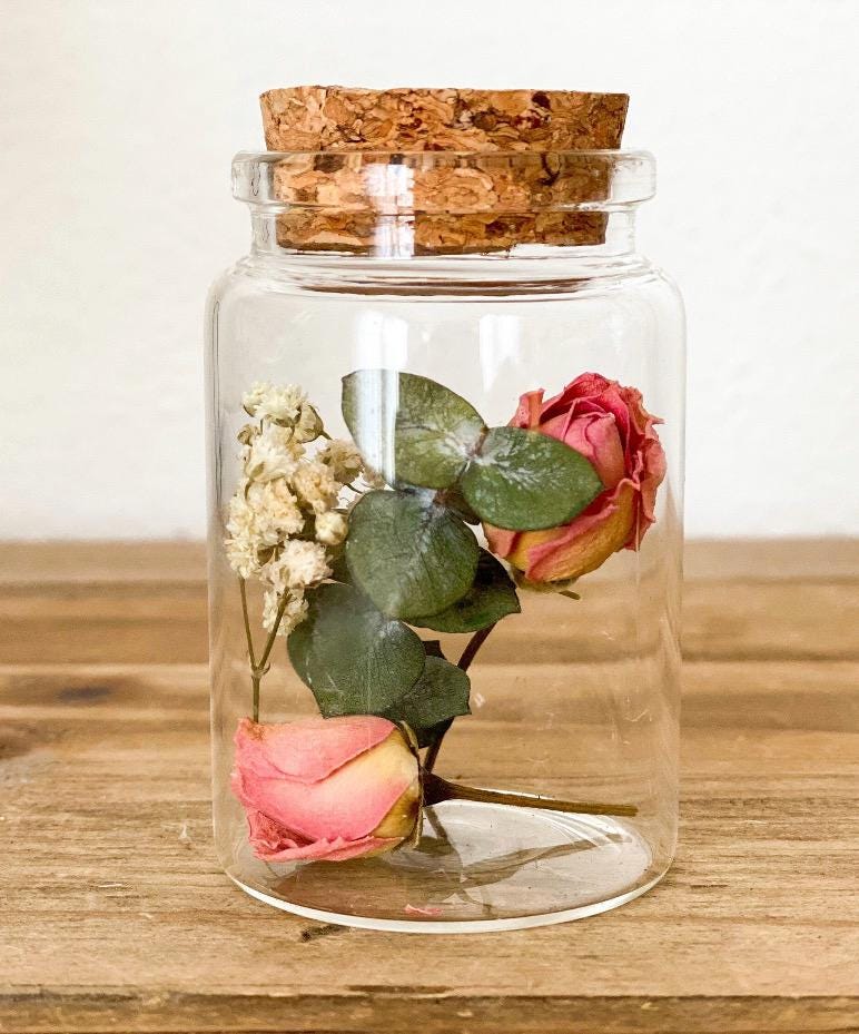 Rose Trockenblumen in Rot oder Rosa großer Bund und kleiner Bund