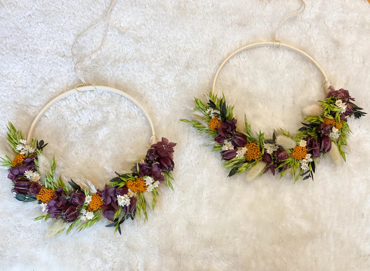 Trockenblumenkranz „Emilia“ in verschiedenen Größen, mit und ohne Acrylscheibe