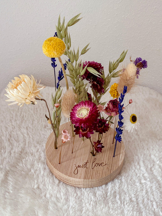 Flowerboard „just love“ Holzbrett mit Trockenblumen