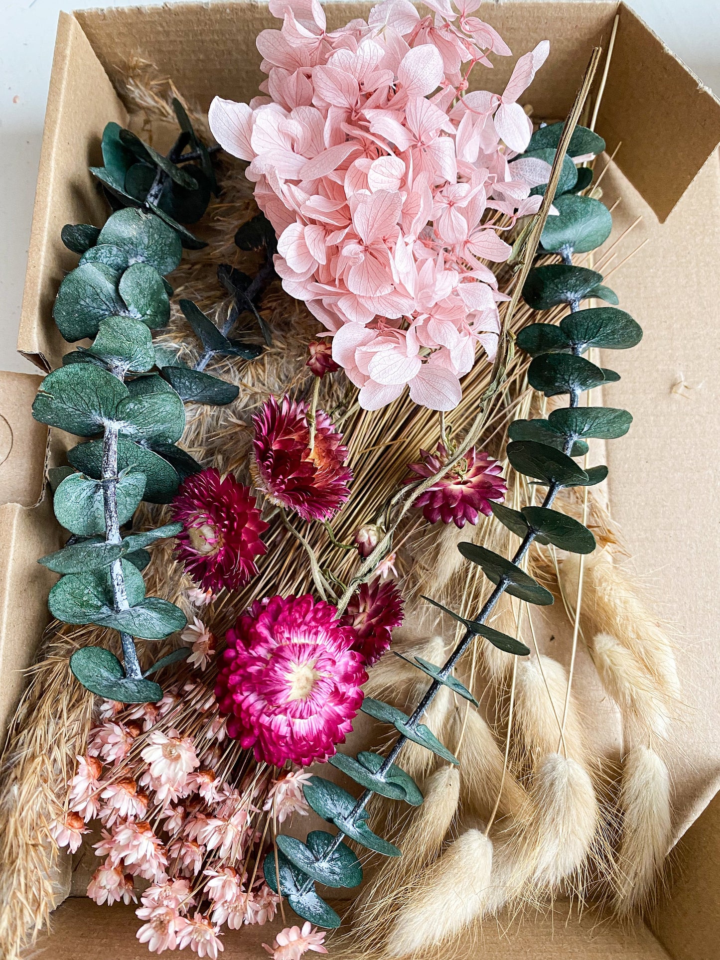 Stabilisierte konservierte Hortensie in Rosa, Trockenblumen
