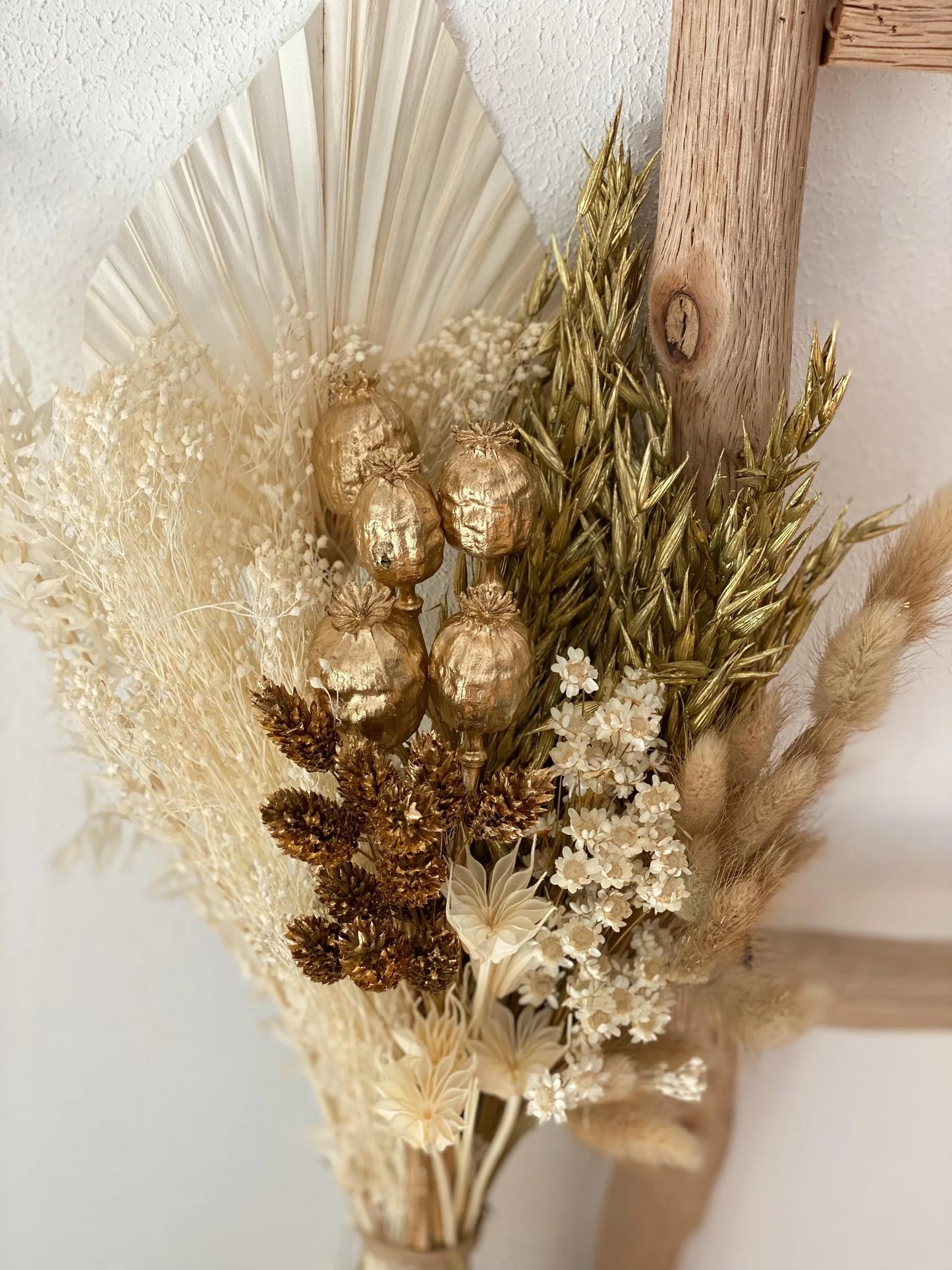 XXL Trockenblumen-Mix Trockenblumen-Strauß „Gold-Edition“ in Gold, Weiß, Natur , Trockenblumenstrauß, DIY-Set, Tortentopper