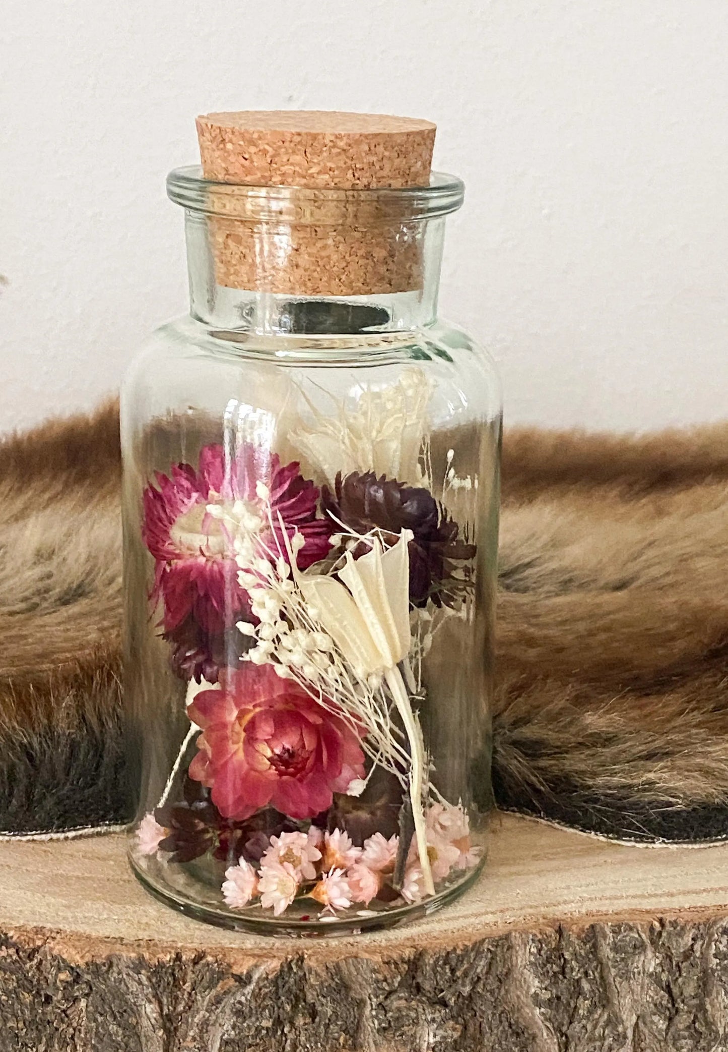 Trockenblumen im Glas groß Trockenblumenstrauß im Glas, auch als Kerzenständer, Blumenglas in verschiedenen Varianten