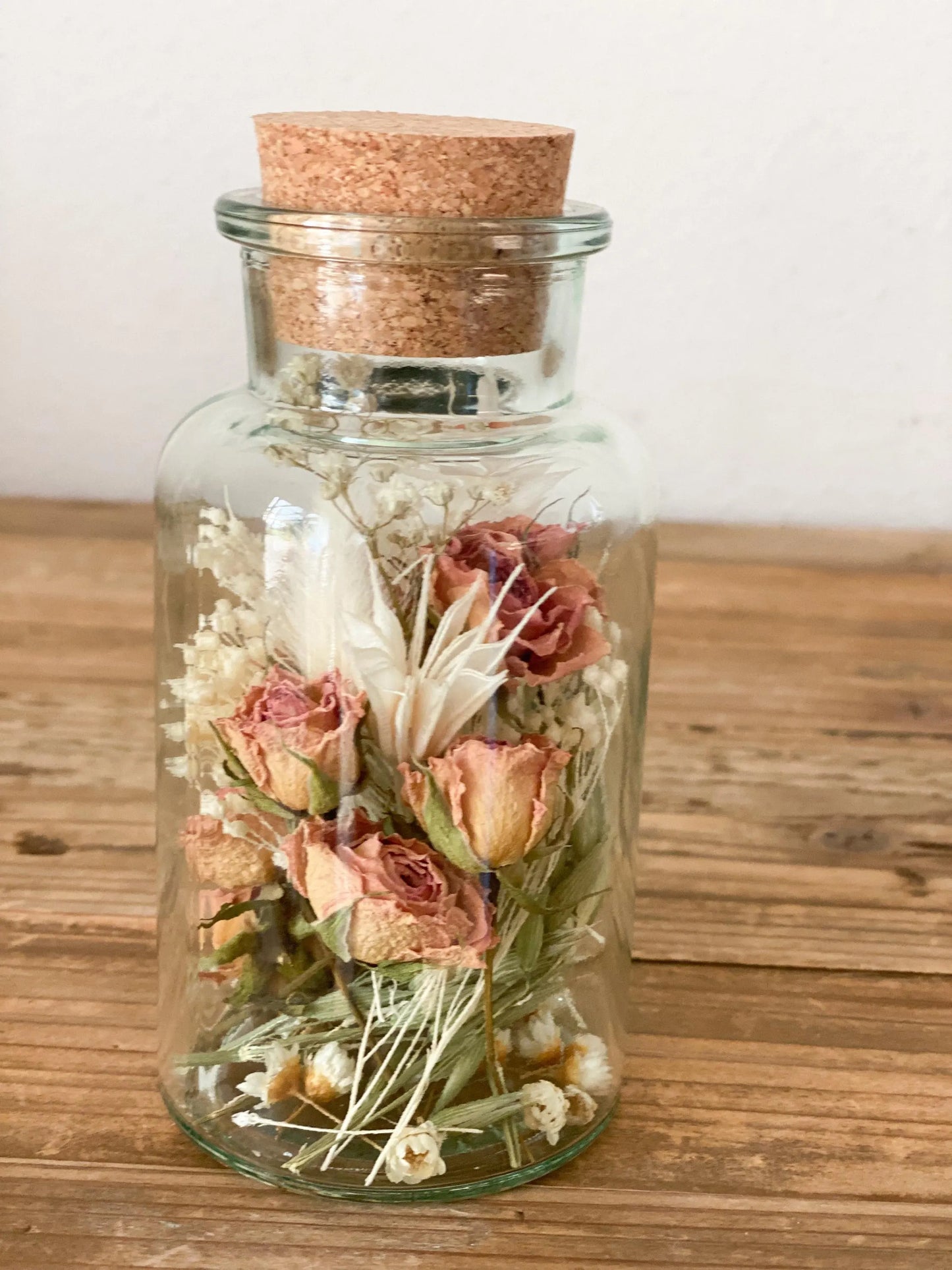 Trockenblumen im Glas groß Trockenblumenstrauß im Glas, auch als Kerzenständer, Blumenglas in verschiedenen Varianten