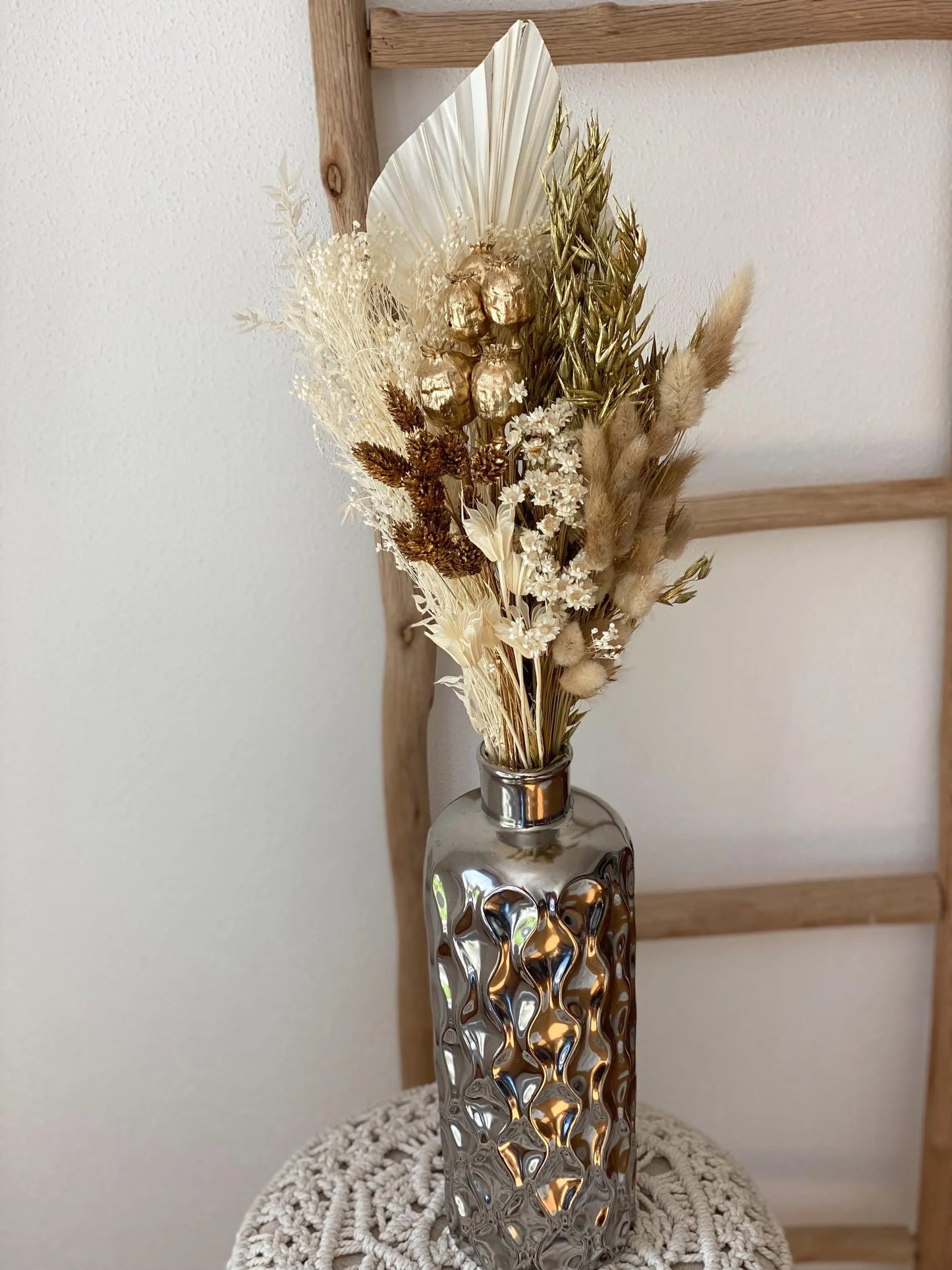 XXL Trockenblumen-Mix Trockenblumen-Strauß „Gold-Edition“ in Gold, Weiß, Natur , Trockenblumenstrauß, DIY-Set, Tortentopper