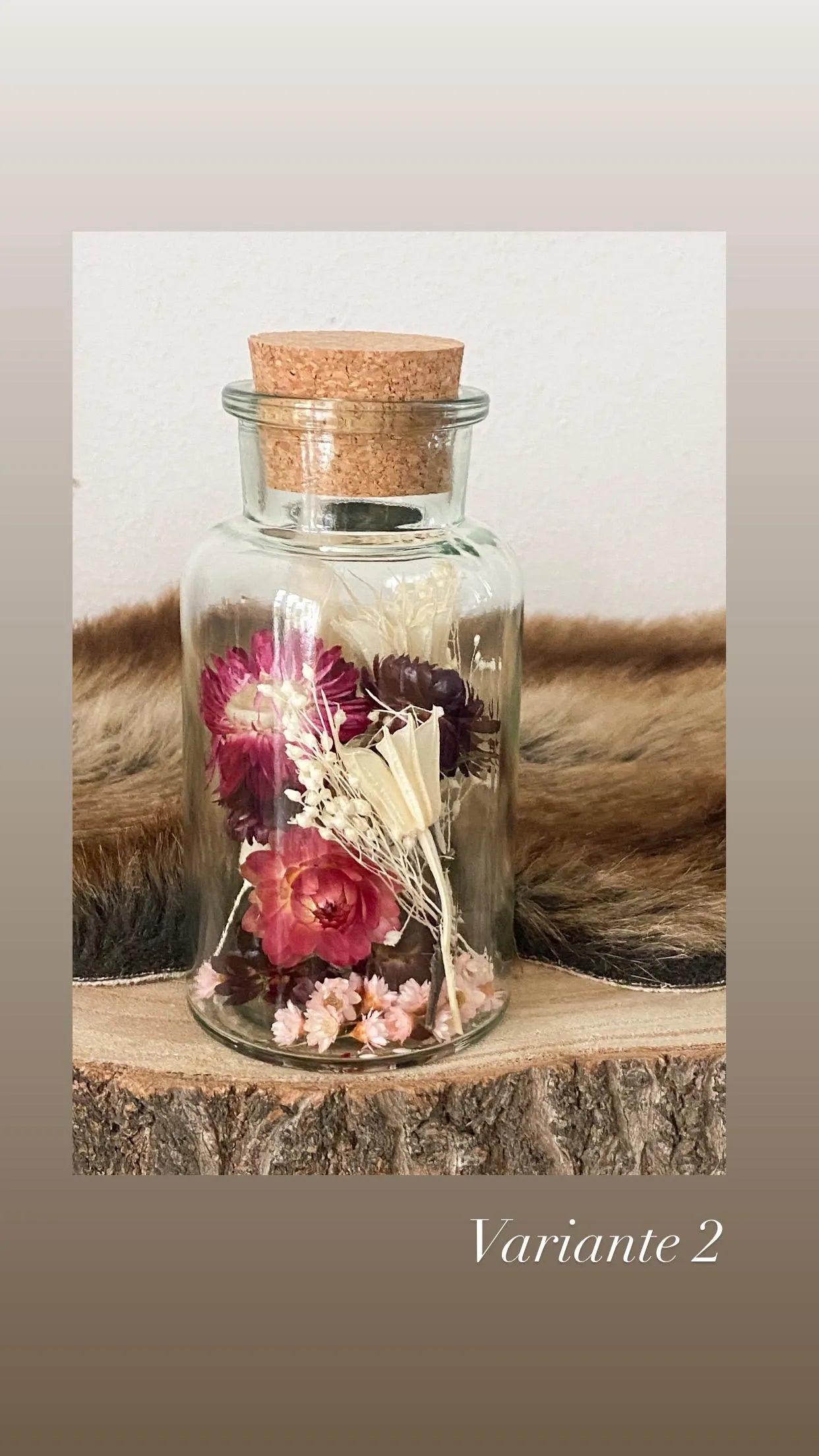 Trockenblumen im Glas groß Trockenblumenstrauß im Glas, auch als Kerzenständer, Blumenglas in verschiedenen Varianten