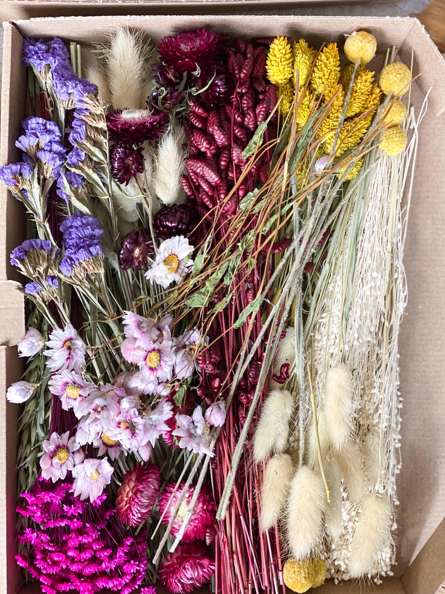 DIY Trockenblumen DIY-Set „Vier Jahreszeiten“in bunten und verschiedenen Farben, DIY-Trockenblumenstrauß, Trockenblumenkranz