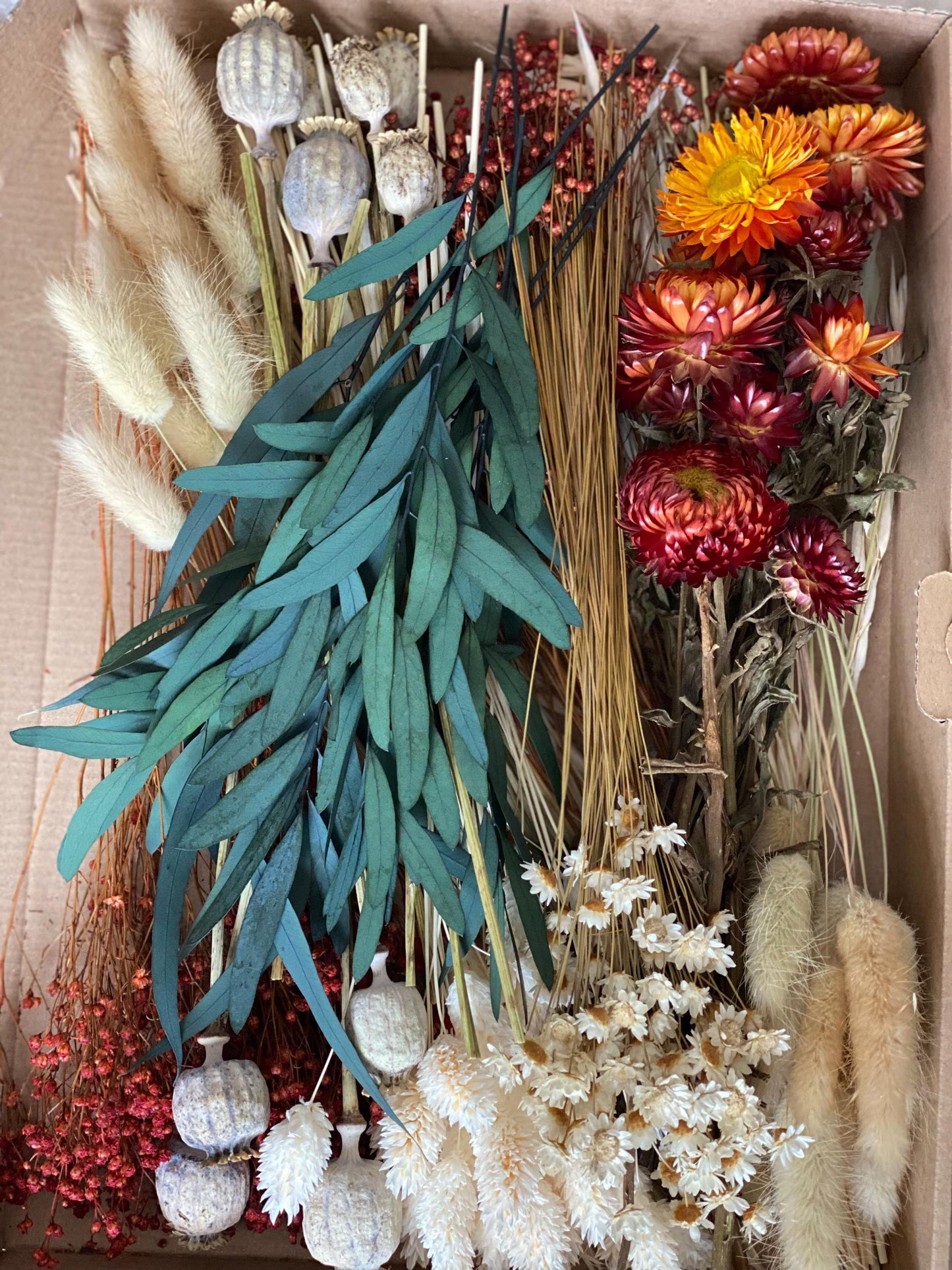 DIY Trockenblumen DIY-Set „Vier Jahreszeiten“in bunten und verschiedenen Farben, DIY-Trockenblumenstrauß, Trockenblumenkranz